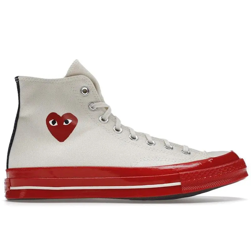 Converse Unisex Chuck Taylor All Star 70 Hi Comme des Garcons PLAY Egret Red Midsole, from StockX