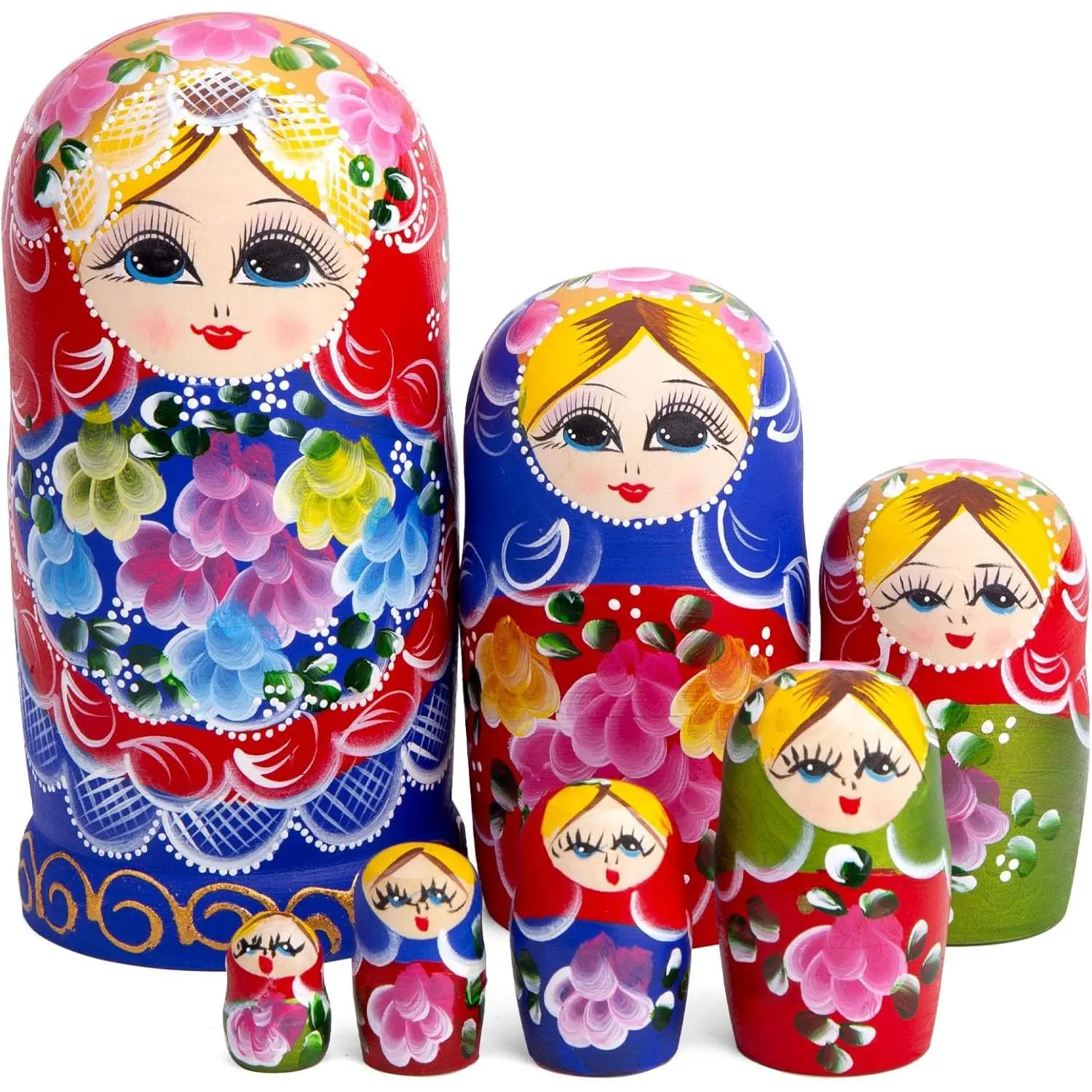 7PCS Wooden Russian Nesting Dolls - Matryoshka Stacking Set, Portable Home & Festive Supplies, Happy Birthday Christmas Gift for Children, All-Season Decor (No Excessive Promotions)