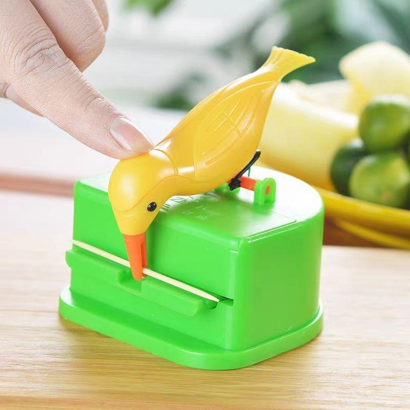 Bird Toothpick Holder Box Fully Automatic Children's Toy Creative Bird Pecking Smart Toothpick Dispenser Press-Type Household High Quality Material No Smell