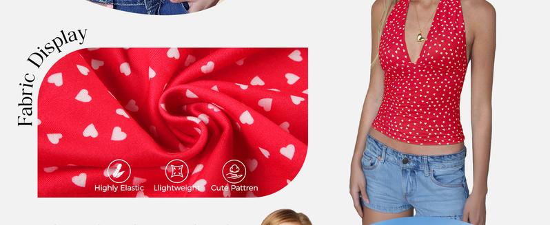 EMMIOL Women's Gingham Halter Top - Deep V Neck Sleeveless Open Back Crop Tank Top for Summer Y2K Coquette Fashion