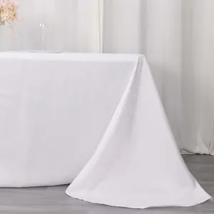 Polyester Rectangle Tablecloth 90"x132" White with Rounded Corners - Seamless Finish for Upscale Gatherings