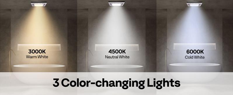 VIVOHOME Bathroom Exhaust Fan with Light, 165 CFM Ceiling Ventilation Fan, 3-Color Adjustable LED (3000K/4500K/6500K), 4" Duct Mount for Shower & Home Use