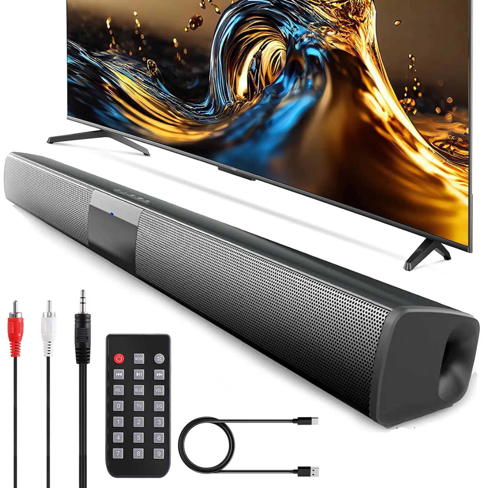Bluetooth Soundbar Speaker For Smart TV Surround Sound System Wireless Home Theater Sound Bar Audio System with 4 Horns Remote Control Stereo,back to school,back to school haul