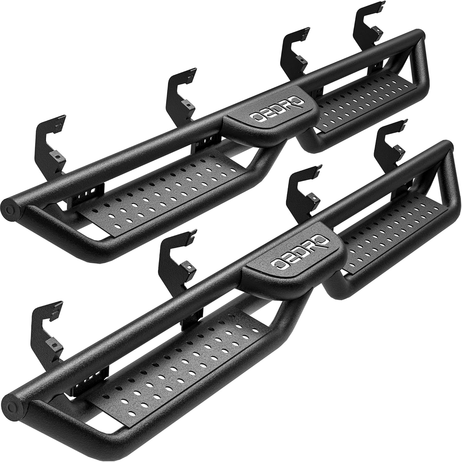 YITAMOTOR Running Boards for 2019-2024 Chevrolet Silverado/GMC Sierra 1500 Crew Cab/2020-2024 Chevrolet Silverado/GMC Sierra 2500HD 3500HD Two-Stair Side Steps Rail Drop Nerf Bars Carbon Steel