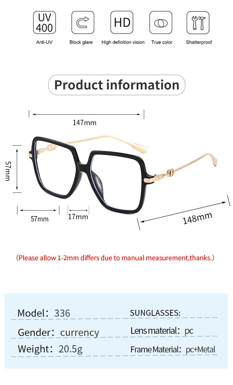 Fashion Oversized Square Eyewear Retro Unisex Light Blocking Metal Frame daily Glasses Trend Optical Computer Reading  vooglam frame  Eyeglasses for Women