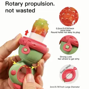 Baby Food Push Spoon – Press Feeding Spoon with Ergonomic Handle, Easy Baby Food Dispenser, Blue / Green / Pink