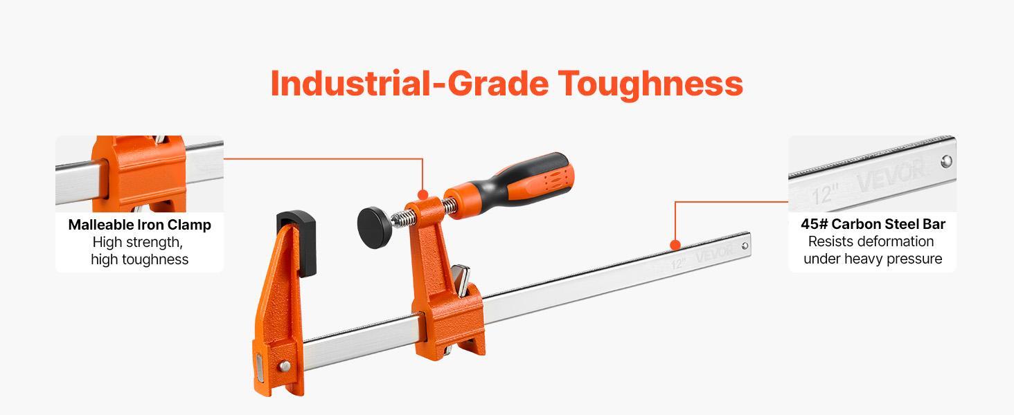 【Summerfinds】VEVOR F Clamps for DIY Enthusiasts, 8-Pack 6" & 12" Woodworking Clamps, 600 lbs Load Limit, Malleable Iron-Carbon Steel, Ergonomic Handle, Plastic Pad, Self-Locking, Raised End Stop, for Metalworking, Bar Clamp Set, Heavy Duty Clamp 【Summerfinds】VEVOR F Clamps for DIY Enthusiasts, 8-Pack 6" & 12" Woodworking Clamps, 600 lbs Load Limit, Malleable Iron-Carbon Steel, Ergonomic Handle, Plastic Pad, Self-Locking, Raised End Stop, for Metalworking, Bar Clamp Set, Heavy Duty Clamp