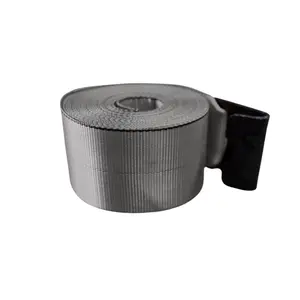 4" x 30' Premium Strap with Flat Hooks (Grey) – 5,400 LBS WLL