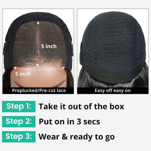 [Spring Must Have] Asteria Hair Straight Layered Glueless Wigs 5x5 Lace Closure Wig - Ready To Go,Beginner Friendly, Invisible Lace, Human Hair DealsForYouDays