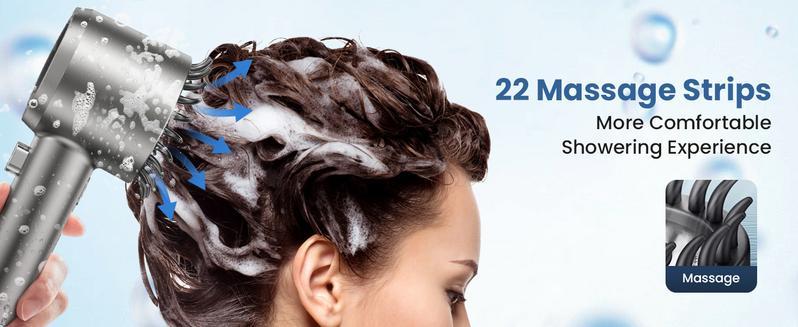 Multifunctional Massage Shower, Handheld High Pressure Shower Head,Massage And Skin Beauty Multifunctional Shower, 3 Settings 4 in 1 Detachable Showerhead with 47" Hose, Bracket and 5Filters hard water small  business  must  haves