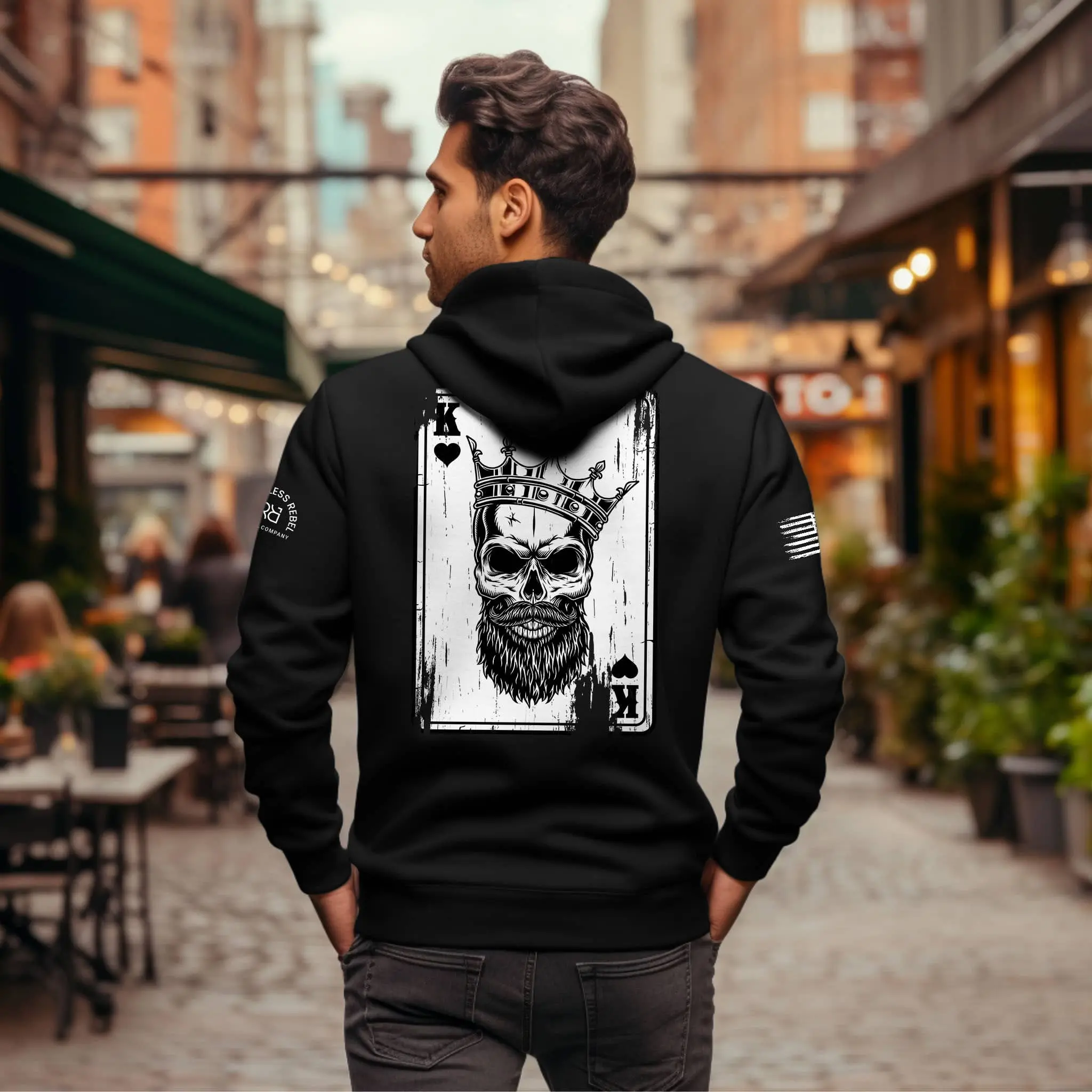 Rebel Ace Zip Rebel King Zip Up Hoodie Unisex Fit with Kangaroo Pocket & Adjustable Drawstrings for Urban Style