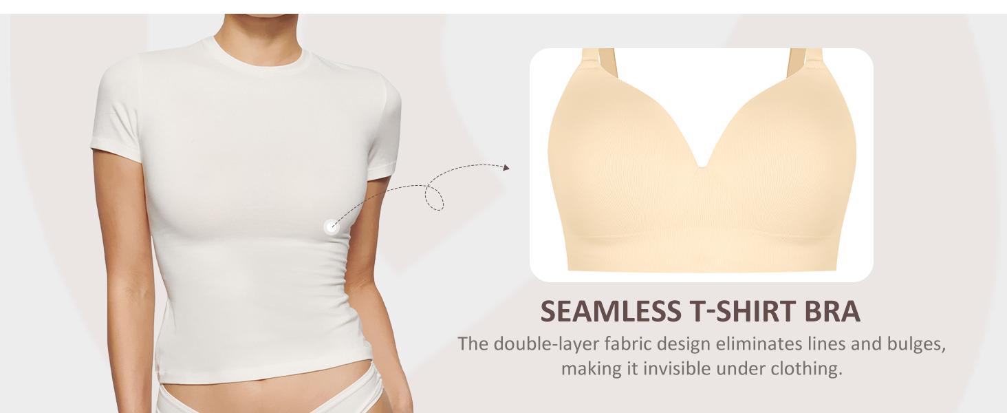 FeelinGirl Wireless Push Up Bra for Women, Seamless Comfort Bralettes No Underwire Supportive Full Coverage Everyday Bras Women Push Up Bra  Comfortable Fabric Casual Womenswear Soft Adjustable Comfy Smooth Springtok Halter Neck