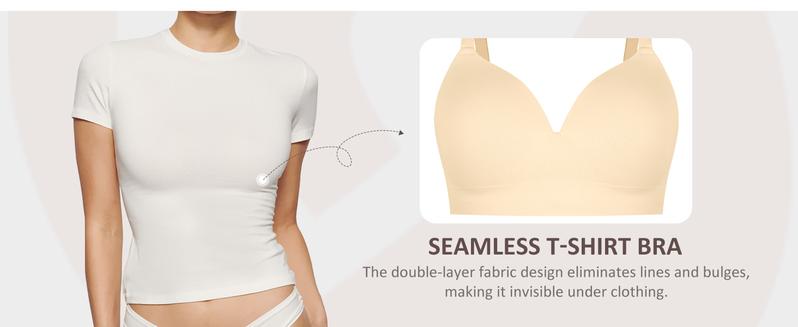 FeelinGirl Wireless Push Up Bra for Women, Seamless Comfort Bralettes No Underwire Supportive Full Coverage Everyday Bras Women Push Up Bra  Comfortable Fabric Casual Womenswear Soft Adjustable Comfy Smooth Springtok Halter Neck