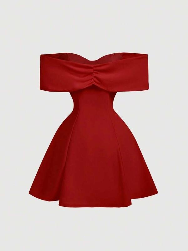 Women’s Pink Off-The-Shoulder Bowknot Mini Cocktail Dress – Elegant Party & Date Night Dress