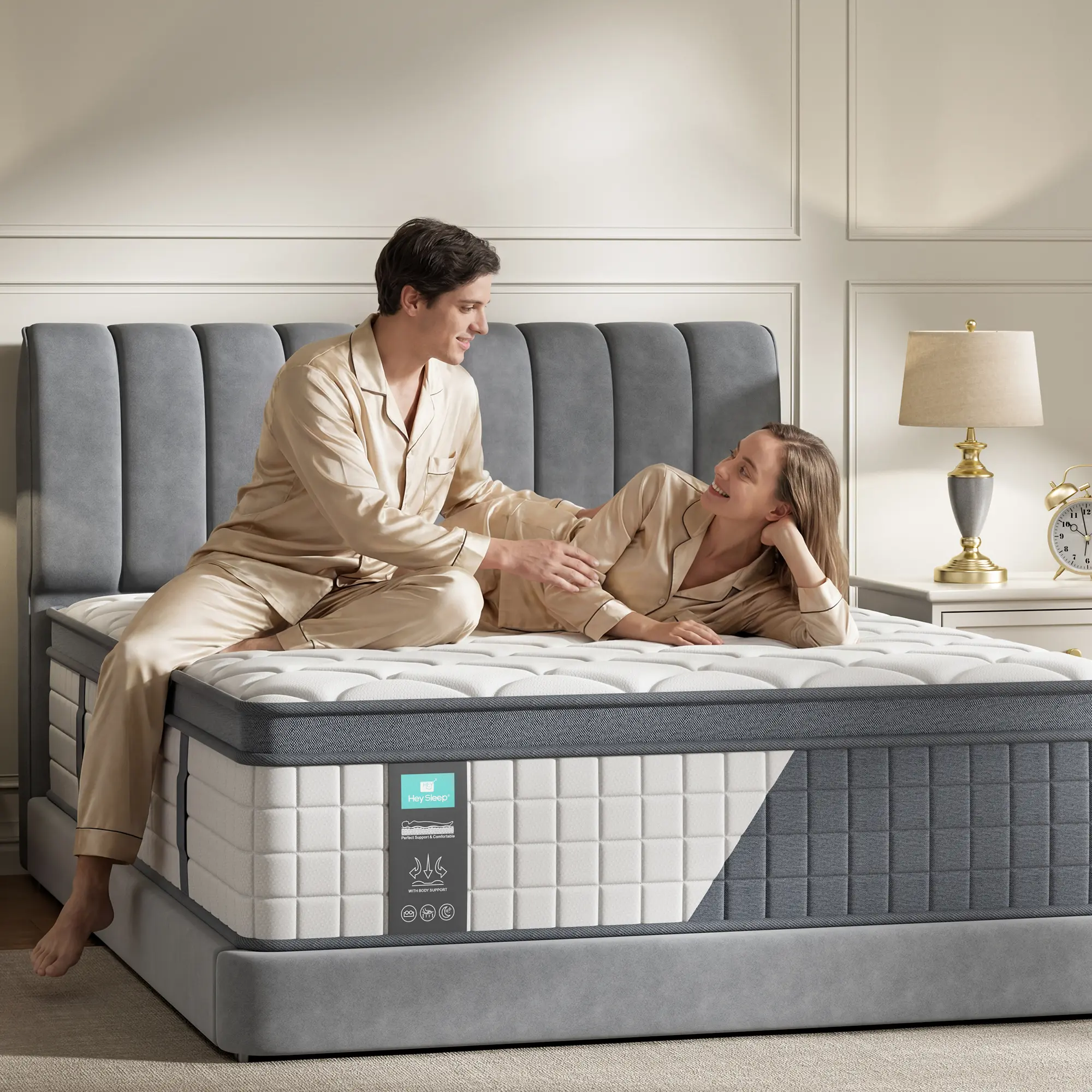 [HEYSLEEP] 10-12-14 Inch Twin-Queen-King Sizes Hybrid Mattress in a Box, CertiPUR-US Certified Medium Firm, Modern Ergonomic Design with Lumbar & Neck Support, Premium Multilayer Memory Foam, Ideal for Side Sleepers, Hotel Use