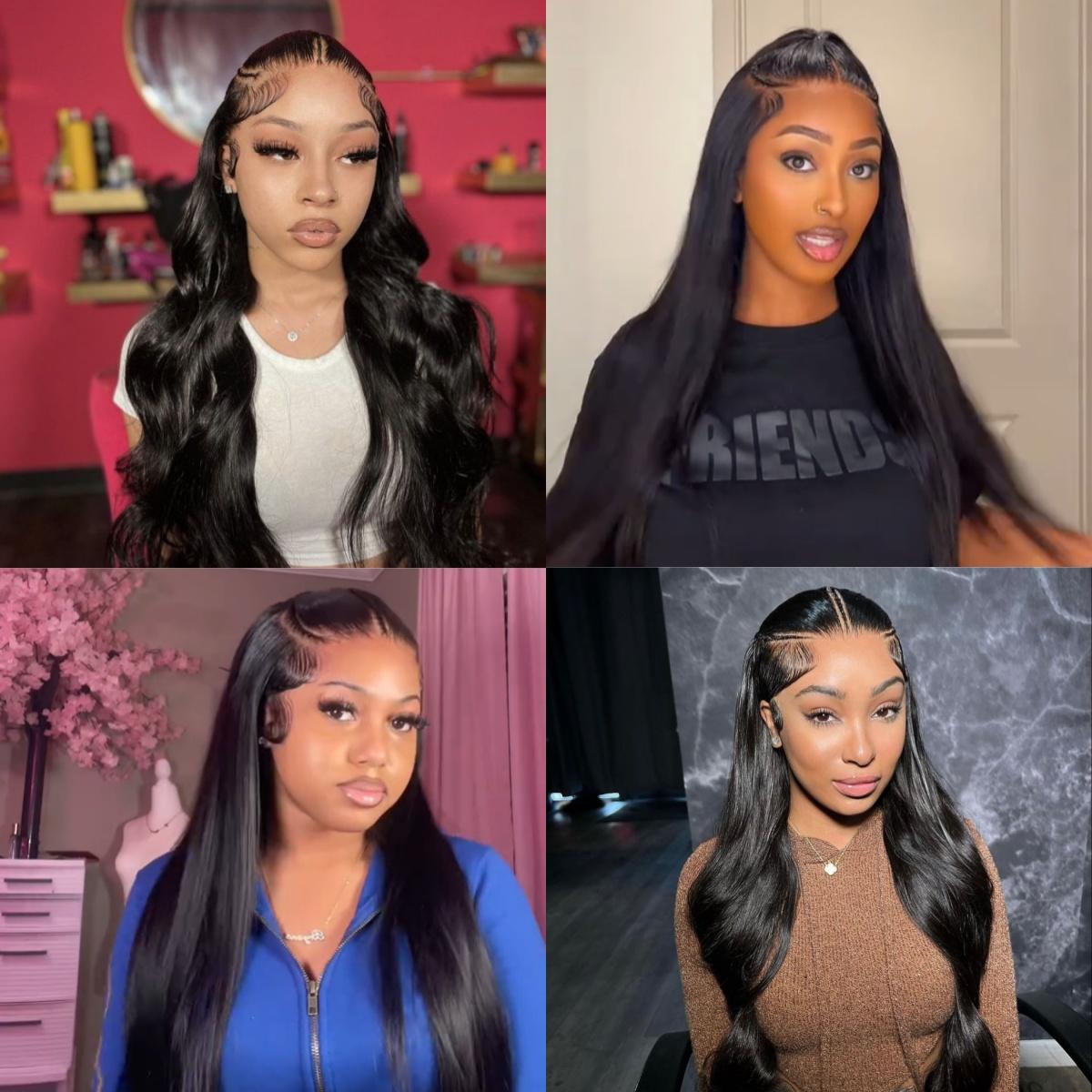 [LIVE SUPER DEAL] 28 Inch 250% Density Human Hair Wig West Kiss Pre Braided Glueless Ready Go Wig Silk Straight Lace Front Wig Pre Cut Lace Wig