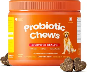 Probiotics for Dogs - Digestive Enzymes for Gut Flora, Digestive Health, Diarrhea & Bowel Support - Clinically Studied DE111 - Dog Supplement Soft Chew for Pet Immune System - Pumpkin boost