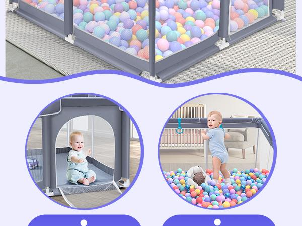 Baby Playpen, Indoor and Outdoor Playard, Play Pens for Kid Activity Center, Sturdy Safety Baby Fence with Breathable Mesh for Toddler playpen
