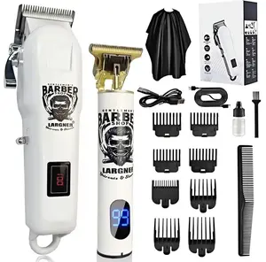 Largner Professional Hair Clipper & Razor Set with CeramicBlade, 1200mah Wireless RechargeableTrimmer Kit,Includes 10 Men's Guides Combs, Ideal Gift,Barber white Hair Clippers rechargeable trimmer