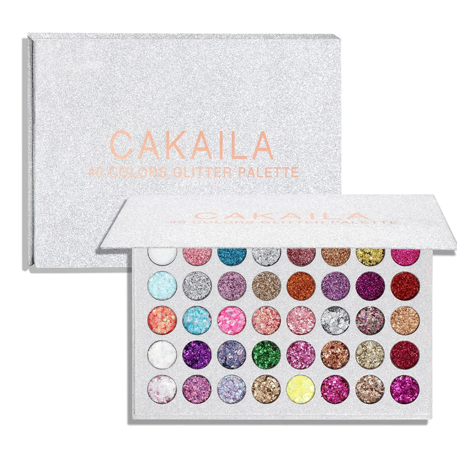 40-Color Sparkly Glitter Metallic Eyeshadow Palette, Highly Pigmented Long-Lasting Pressed Powder, Multicolor Eye Makeup Cosmetic Kit