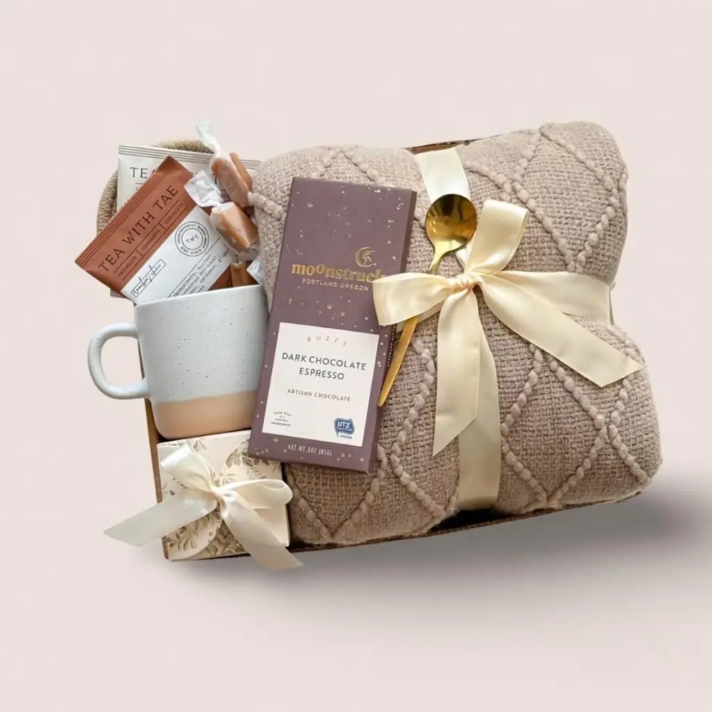 HOT Personalized Birthday Gift Box for Her, Gift for Mom, Unique Gift Box Idea for Women, Custom Birthday Gift Bundle With Blanket Candle Socks