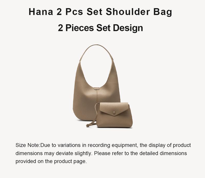 NEWBELLA Hana 2 Pcs Set Shoulder Bag & Clutch, Daily Casual Elegant Geometric Design, Adjustable Strap, Magnetic Closure, Pouch Fits All Sizes of Phones & iPads,FallFreshness Cosmetic Fabric