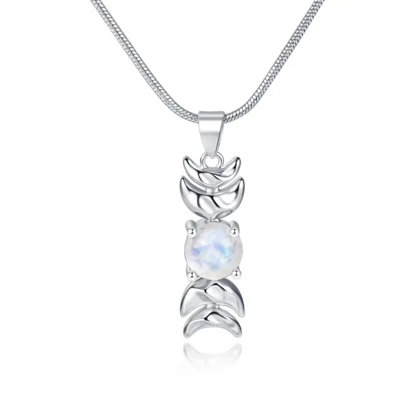 IXLUCK Moonstone Necklace for Women, Ethereal Moon Phase Pendant, Hypoallergenic Guardian Jewelry with Full Moon Symbol, Adjustable 18+2in Chain, Calm Emotions, Enhance Intuition, Crystal Necklaces, Spiritual Jewelry, Divine Feminine, Copper, Moon Phases