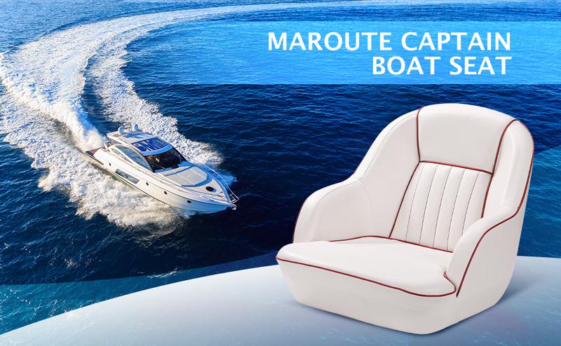 GARVEE Pontoon Boat Seats: Comfortable Captain's Bucket Design with Back Folding Feature, Stylish White & Red or White & Blue Options for an Enhanced Boat Cabin Seating Experience.