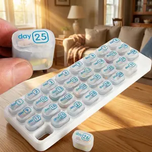 ASTRAVEA Monthly Pill Organizer -  31 Day Pill Organizer with Large Removable Medication Pods, Portable Pill Case Box and Holder for Daily Medicine and Vitamins, Great for Travel