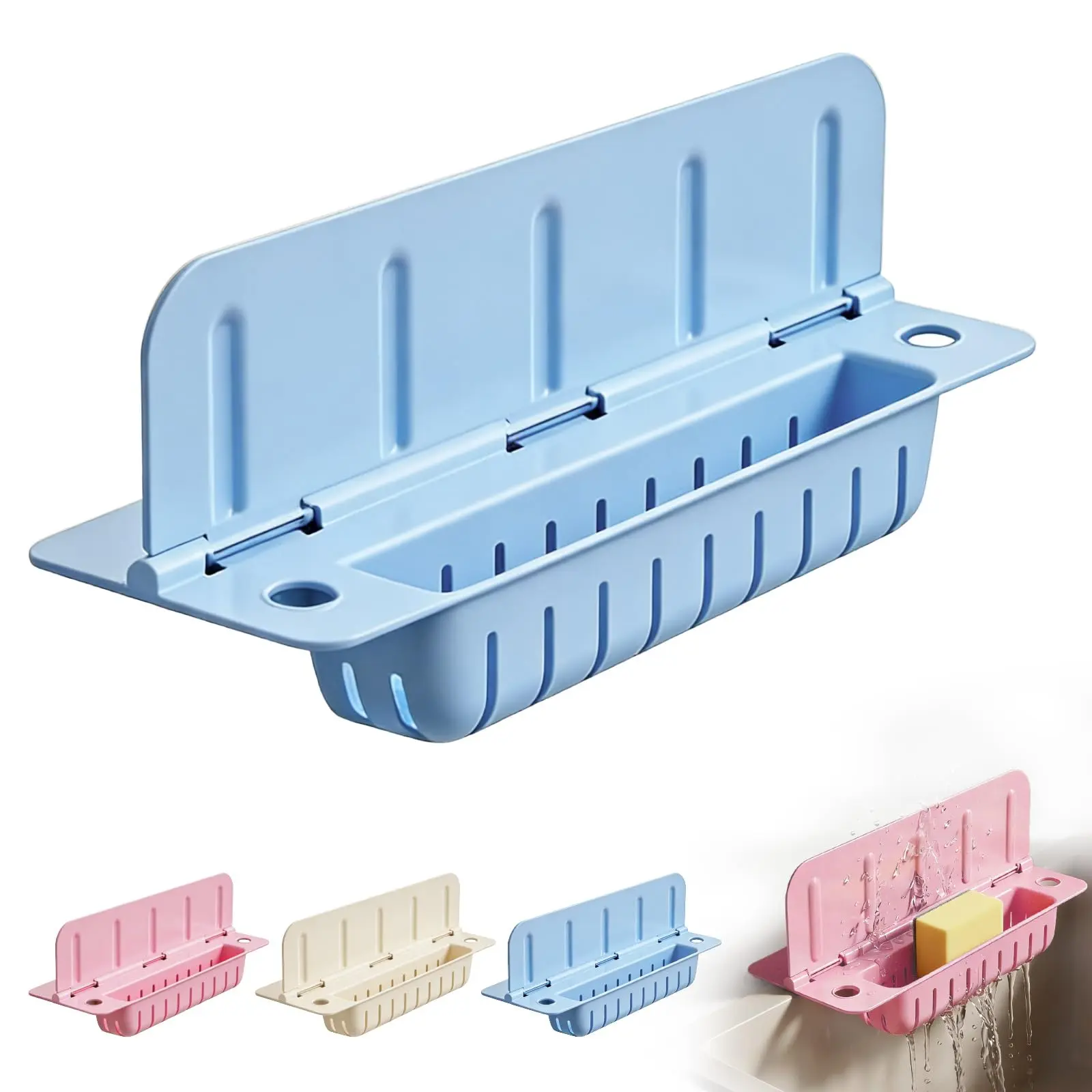 Sink Splash Guard with Suction Cups， 13.9 inches, Kitchen Foldable Splash Guard, Can Hold Cleaning Tools, Easy-to-Clean Kitchen and Bathroom Splash Guard