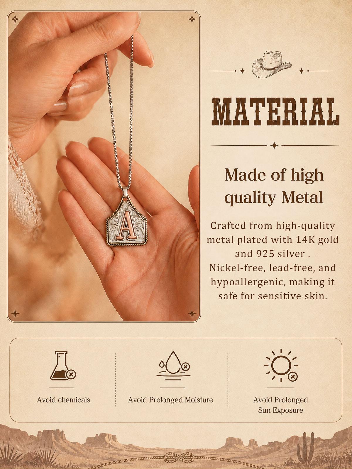 Dearmay Initial Necklace for Men or Women 14K Gold Plated Letter Pendant Waterproof Hypoallergenic Vintage Western Personalized Jewelry Gift for Boyfriend