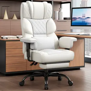 Vonesse Big and Tall Office Chair, Computer Chair with Soft Adjustable Armrests, Ergonomic Gaming Chair with Breathable Linen Design, Executive Chairs with Footrest V3048A