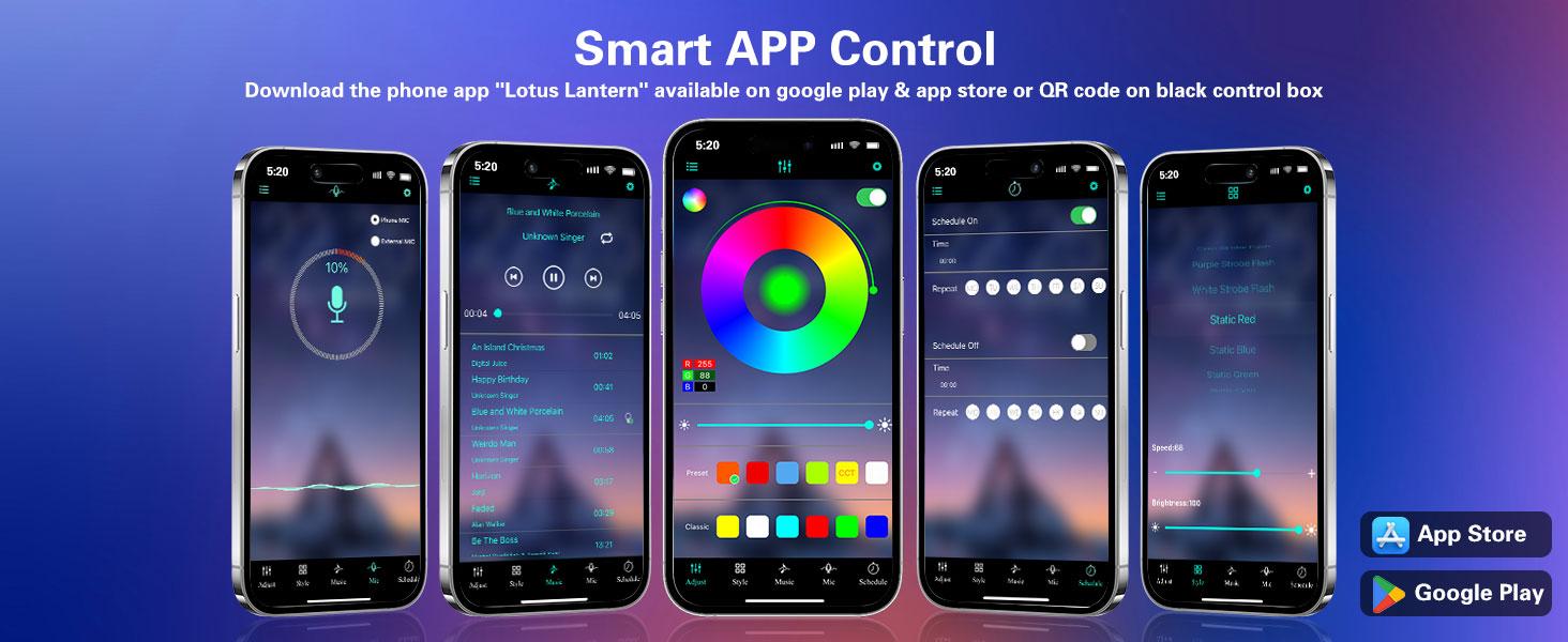 DIBMS Car LED Strip Lights, RGB 5 in 1 Ambient Lighting Kits , 16 Million Colors Car Interior Lights with Wireless APP and Remote Control,Music Rhythm Mode,Car LED Lights, RGB Music Mode Interior Car LED Strip Kit