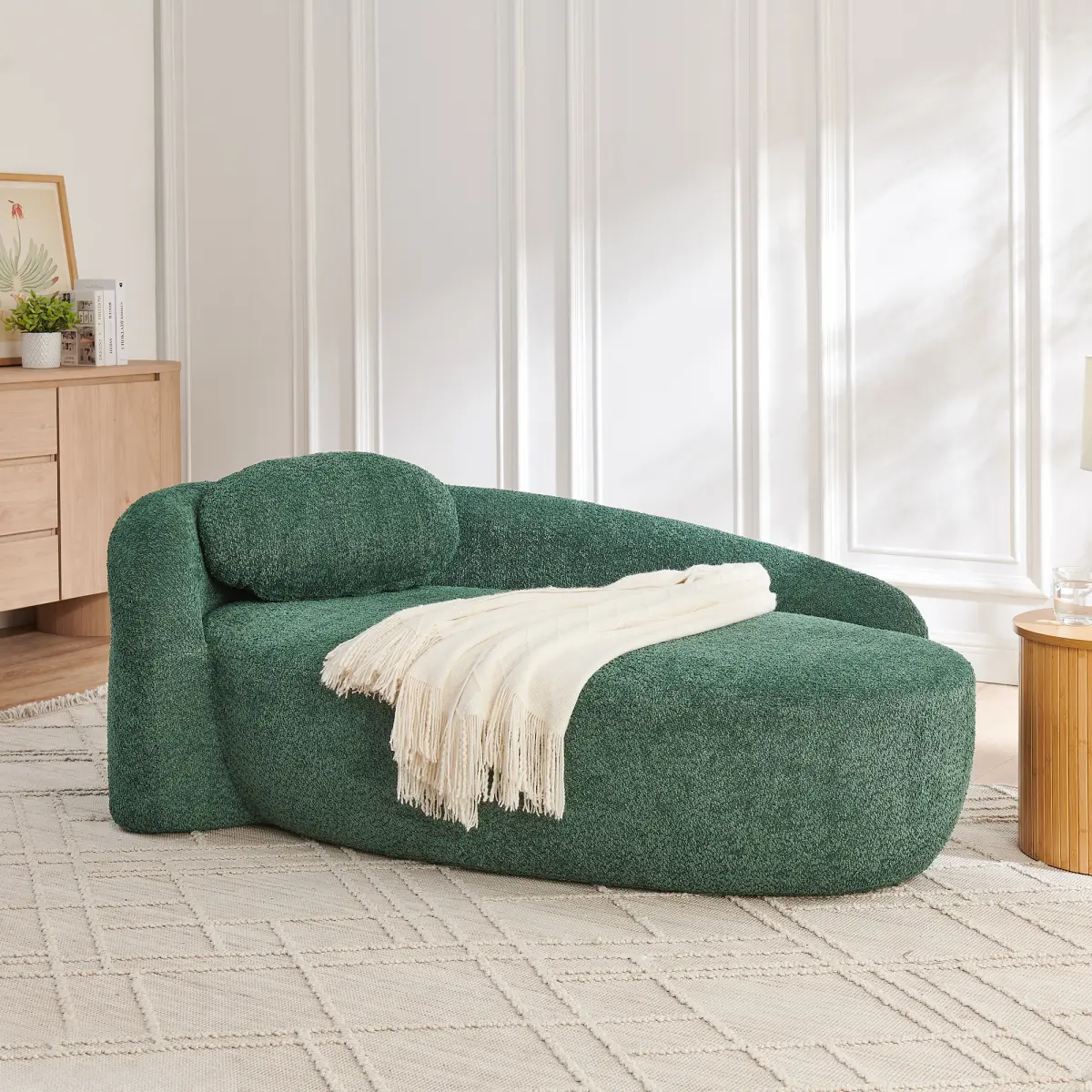 [Bellemave] Modern Oval Lazy Sofa Chair| Built-in Backrest & Pillow| Compact Space-Saving Lounge Chair for Living Room & Bedroom