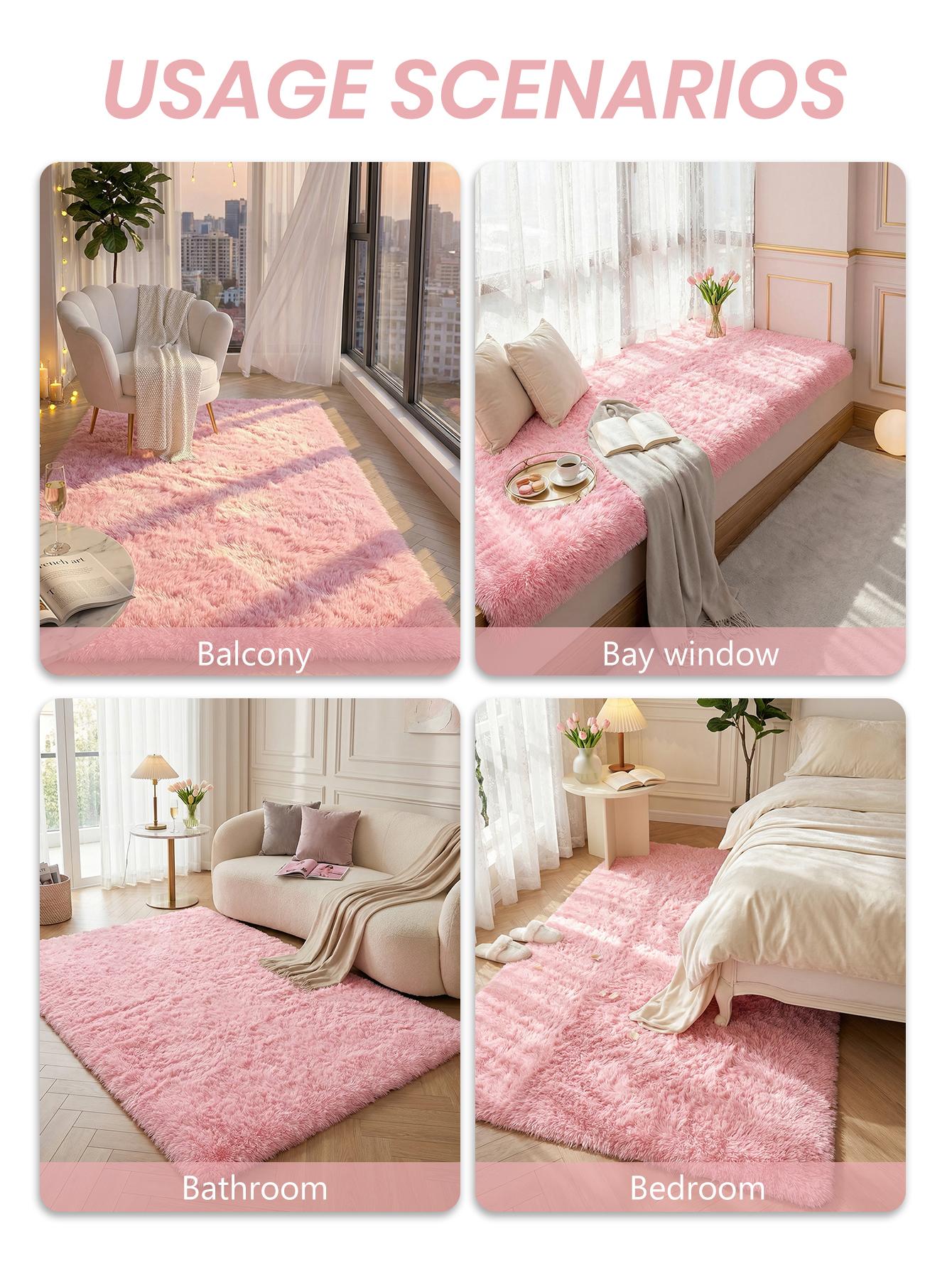 1pc Plush Area Mat - Fluffy Shaggy Soft Lightweight Durable Mat for Bedroom, Living Room, Sofa Side, Machine-Made Easy-Clean Indoor Mat in Multiple Colors, Bedroom Comfort | Cozy Home Decor, Rugs for Living Room