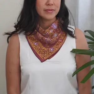 Hand Dyed Batik Bandana, 100% Soft Cotton, Dusky Fern, Pink, Yellow, Purple