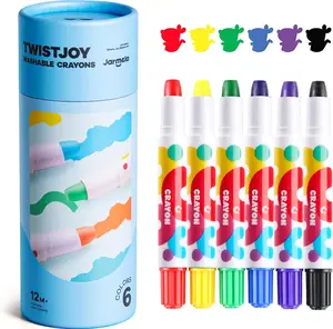 Easter Day Jumbo Crayons for Toddlers, 6 Colors TwistJoy Non Toxic Washable Crayon, Easy to Hold Large Crayons, Safe for Babies and Children, Gift for Boys and Girls