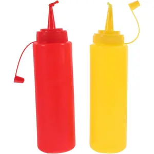 2Pcs Fake Mustard & Ketchup Bottle Interactive Prank Toys Novelty Squirt Funny Condiment Squirt Bottle for Adults Kids Halloween Party