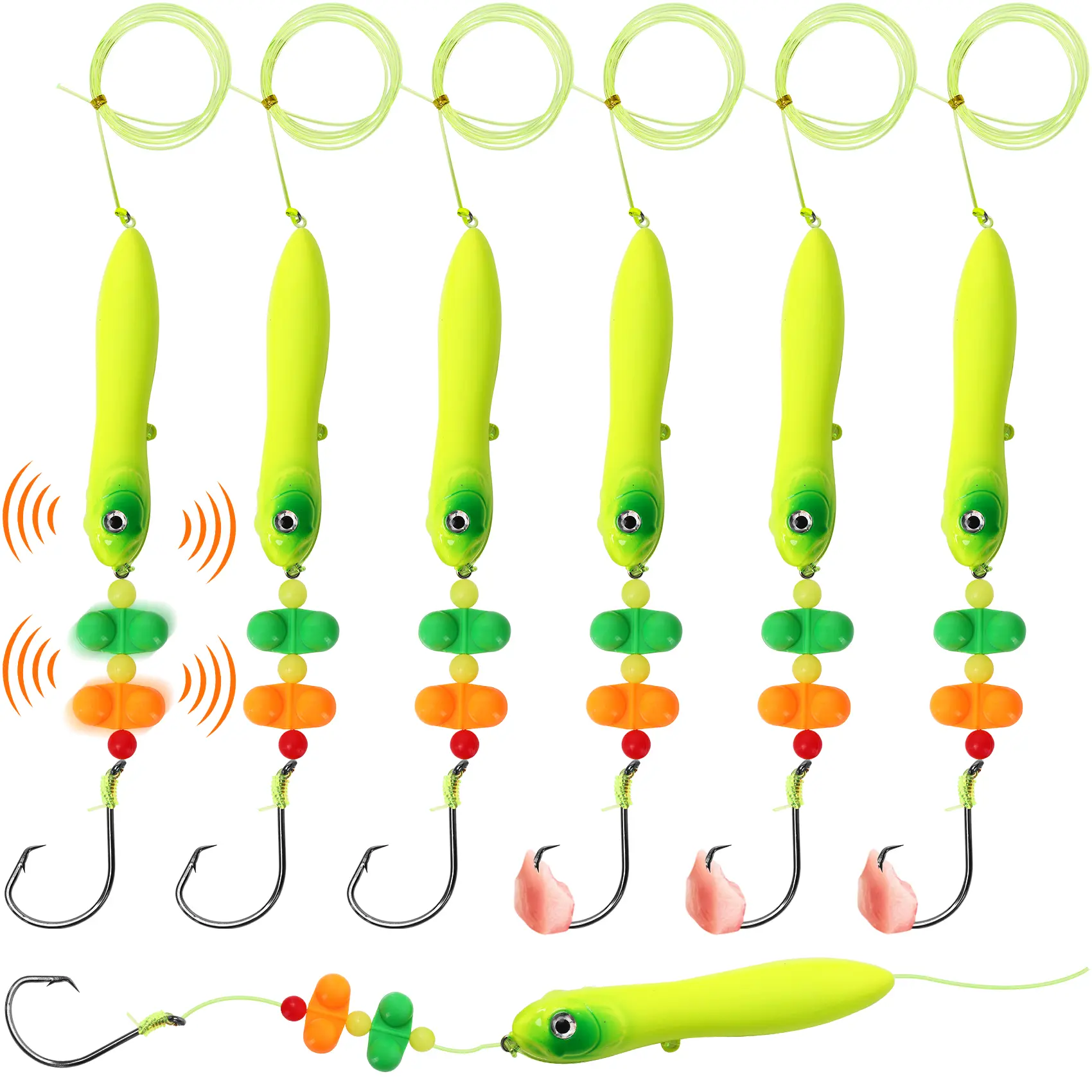 3pcs Heavy Duty Catfish Rigs Santee Cooper Style with Floats & Rattles, 30cm Pre Tied 80LB Strong Leader, Ready to Use for Trophy Catfish Fishing in Lakes, Rivers & Banks, Durable Sharp Hooks for Freshwater Big Catfish, Perfect for Anglers tiktokshopsprin
