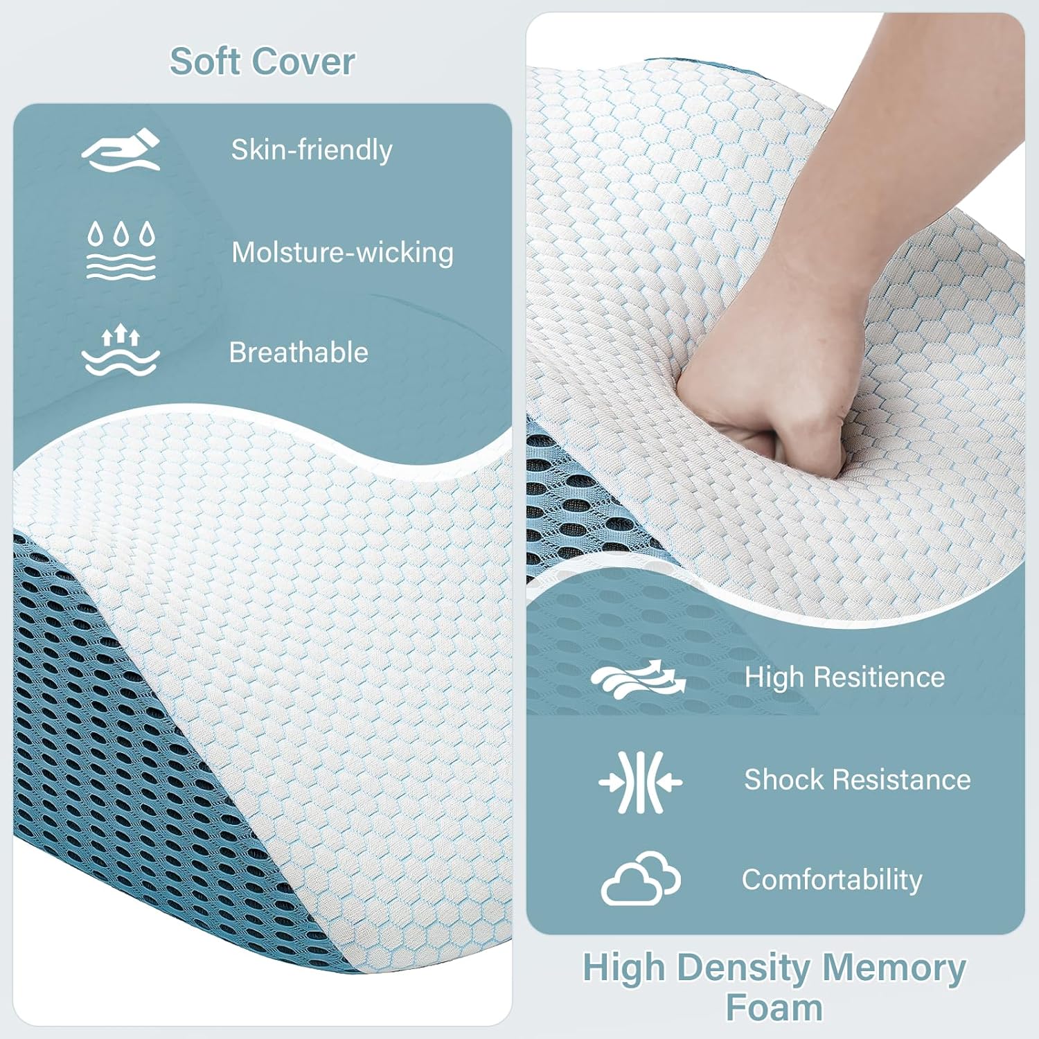 Wedge Pillow, Pillow Wedge with Small Support Pillow Ergonomic Memory Foam Wedge Pillow for Female, Comfortable Wedge Pillow for Neck and Back, Small Wedge Pillow for Sleeping Reading Back Pain Relief(Suitable for people weighing 100-250IB)