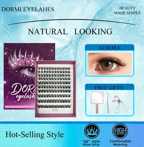 [Aurora One Box] Natural Cluster Lashes 8-14mm（120PCS）C-CURL Self Adhesive Easy Application Effortless Daily Eye Makeup
