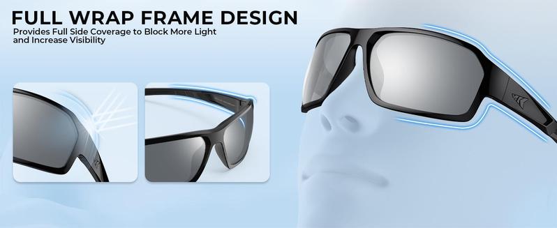 KastKing Chippewa Polarized Fishing Sunglasses UV400 Protection Full Wrap Frame Sports Cycling Sunglasses 1.0mm TAC Lenses Impact Resistant Oleophobic Coating