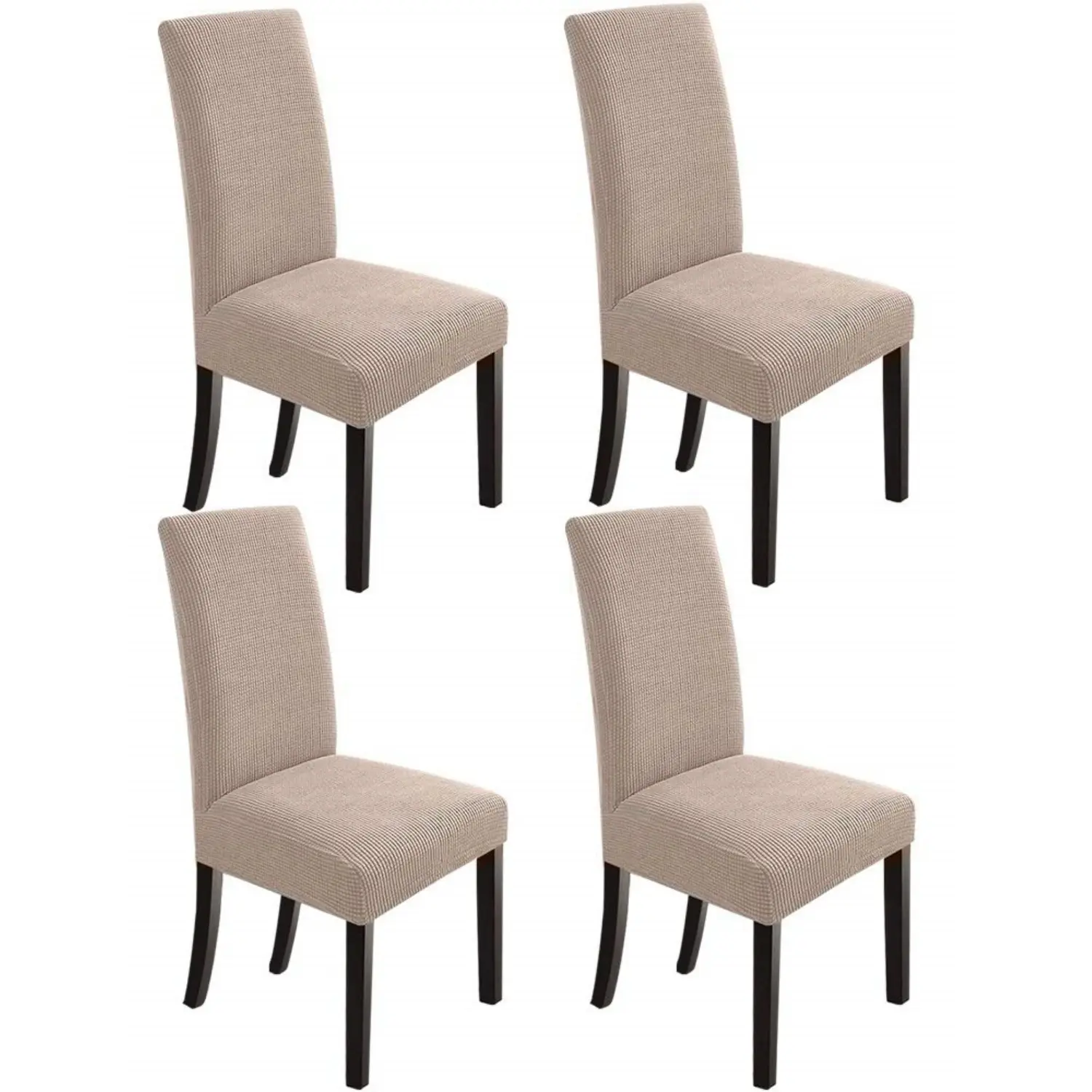 Durable Parson Dining Chair Covers Protector (Chair-Back Height 19-23''), Set of 4 Khaki Slipcovers for Dining Room, Homes with Kids, Hotels