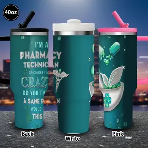 1pc 40oz Pharmacy Technician Crazy Tumbler with Lid and straw, Winter Insulated Travel Mug, Gift for Women Men, Ideal for Valentine's Day, Birthday Gift, Coffee Cup for Office