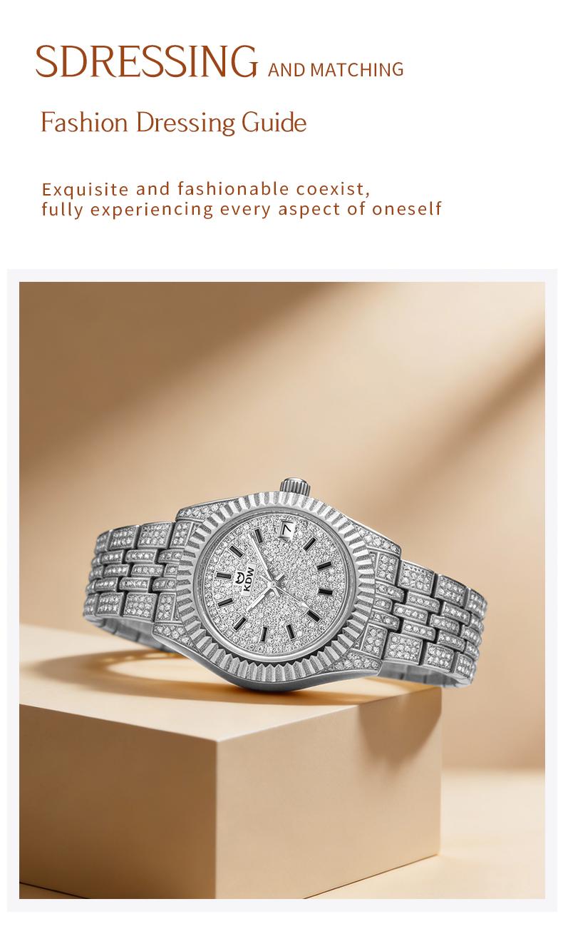 Ladies' Watch Luxury Full Diamond Bangle Watch – 30M Waterproof, Versatile & Practical, Timeless Classic Design, Comes with Matching Bracelet | Perfect Christmas Gift Option