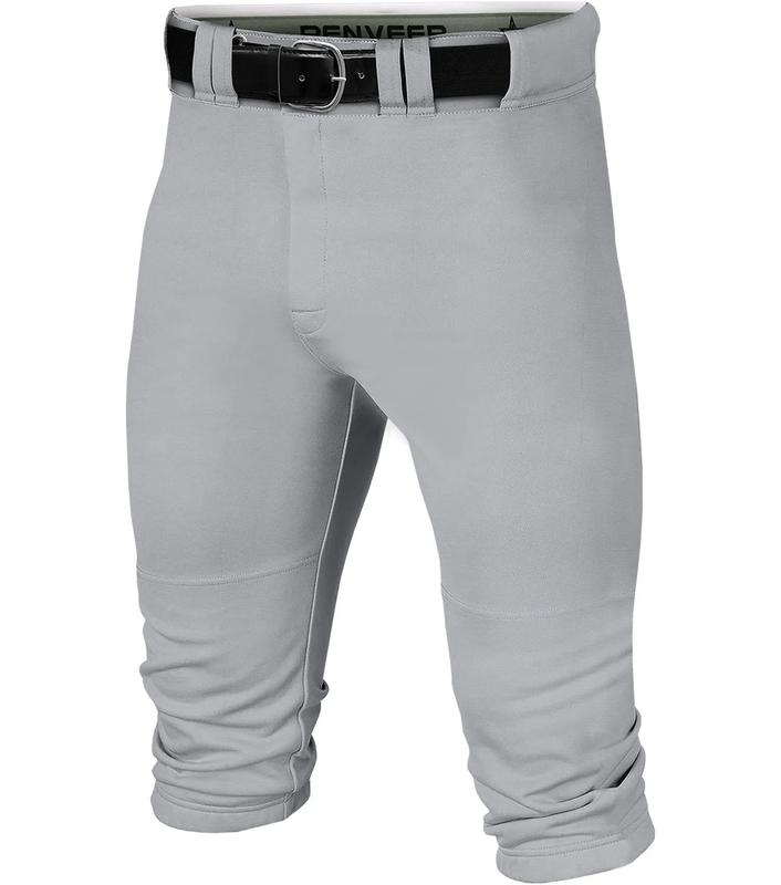 Penveer Knicker Style Adult Baseball Pants with Durable Snap Zip, Elastic Bottom Mens Baseball Pants (Gray)