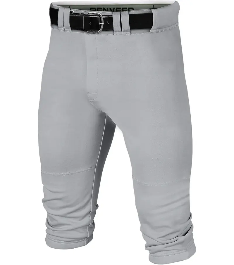 Penveer Knicker Style Adult Baseball Pants with Durable Snap Zip, Elastic Bottom Mens Baseball Pants (Gray)