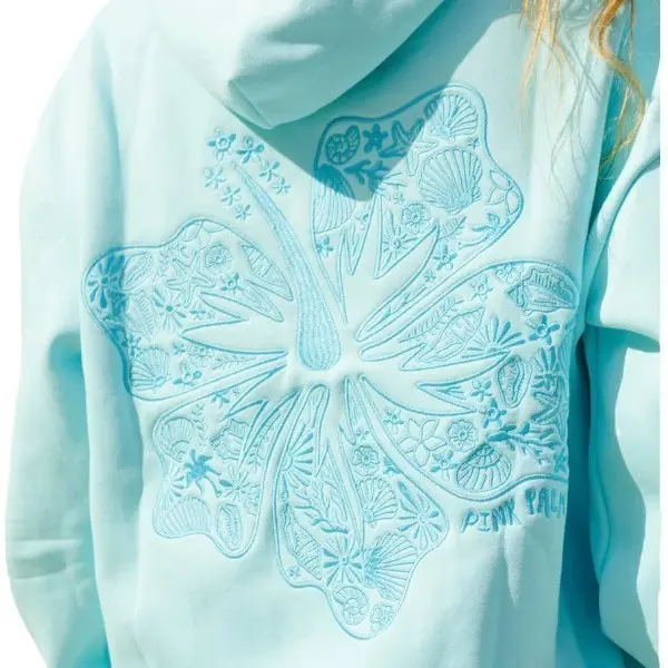 Light Blue - Hibiscus Embroidery