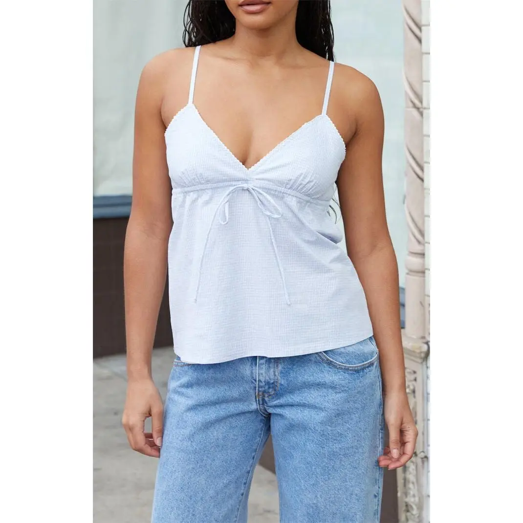 John Galt Women's Light Blue Gingham Edith Tank Top