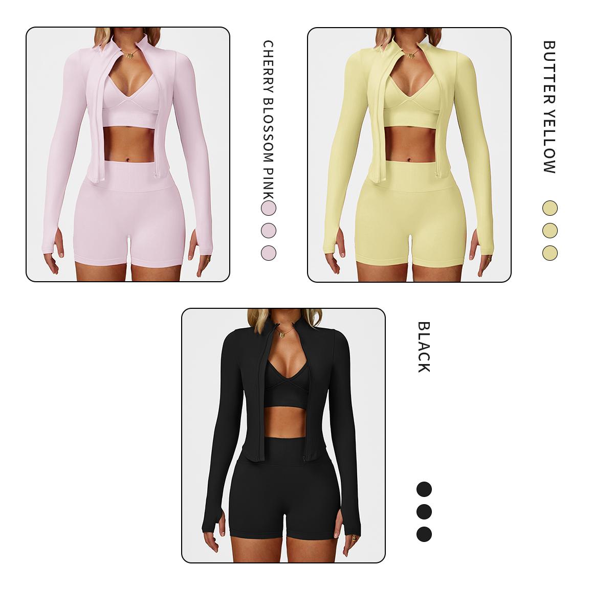 MFVIM Women's Sports Three-Piece Set Impact Compression High Waist Butt Lifting Yoga Pants for Running Yoga Everyday Workouts SpringStatements